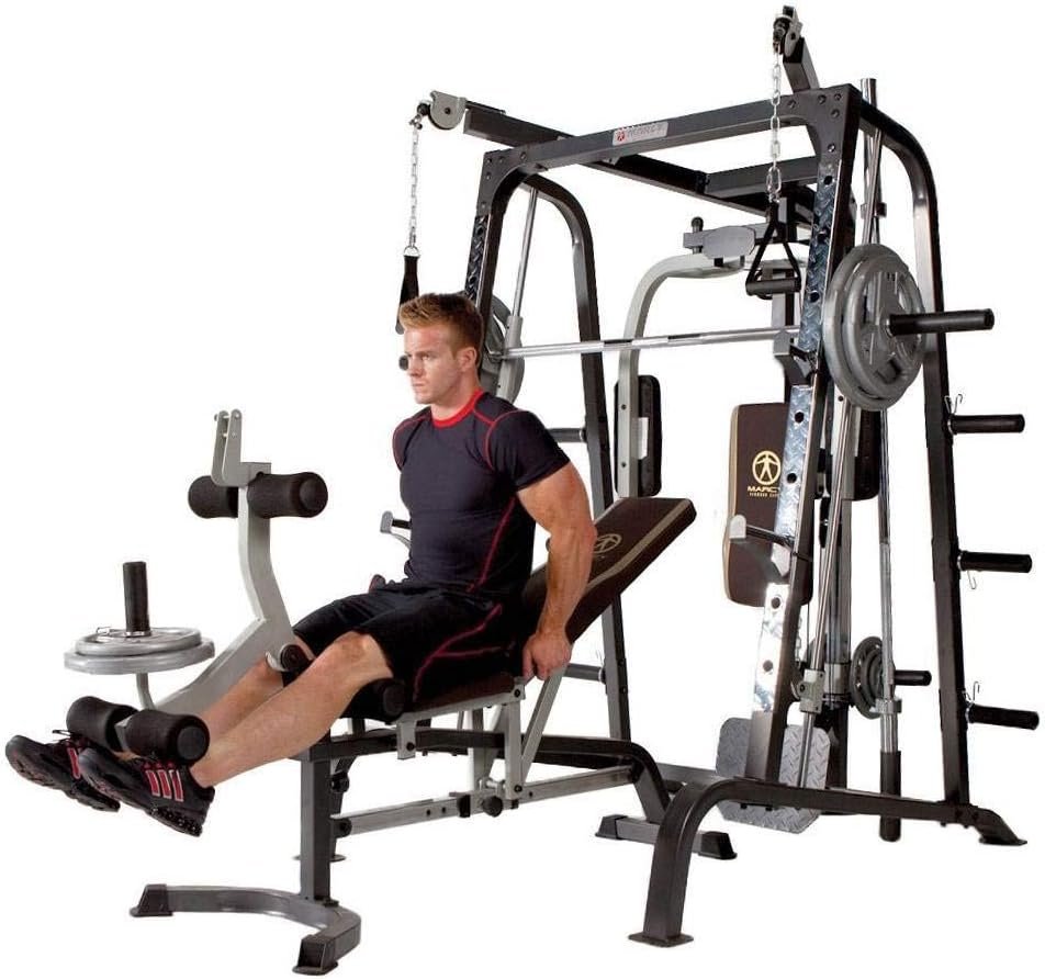 MARCY Pro Smith Cage Workout Machine Full Body Training Home Gym System with Leg Developer, Press Bar, PEC Deck, Cable Crossovers  Squat Rack