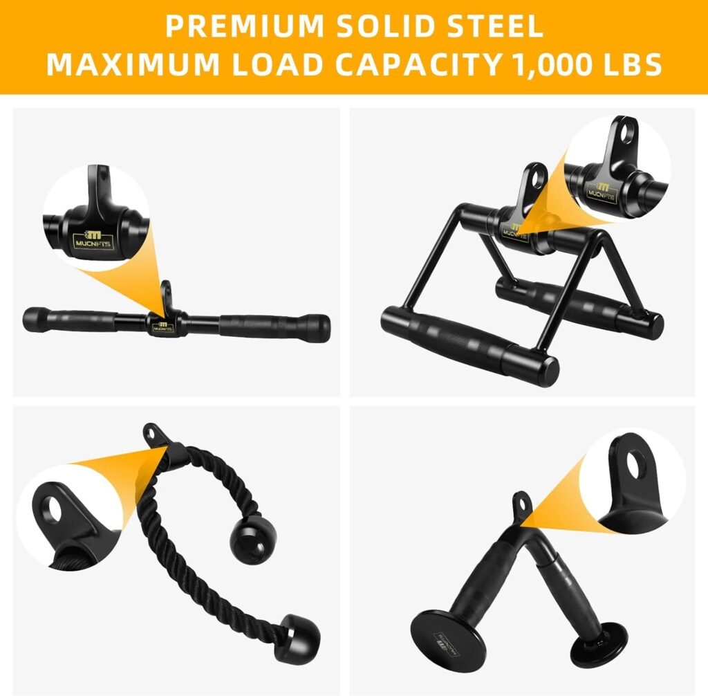 Cable Machine Accessories for Home Gym, LAT Pulldown Attachments, Durable and Reliable Weight Fitness Gym Accessories, Tricep Pull Down Attachment for Gym Equipment